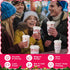 Jingmore 120 Sets 16oz Disposable Paper Coffee Cups with Lids Sleeves Straws Holiday Paper Drinking Cups Bulk for Hot