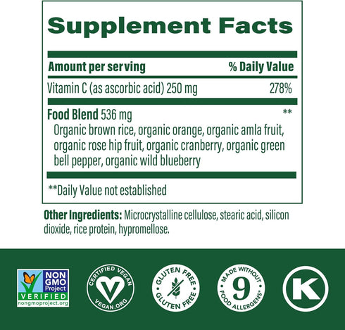 MegaFood Complex C, Vegan Immune Support Supplement, 250 mg Vitamin C, 30 Tablets