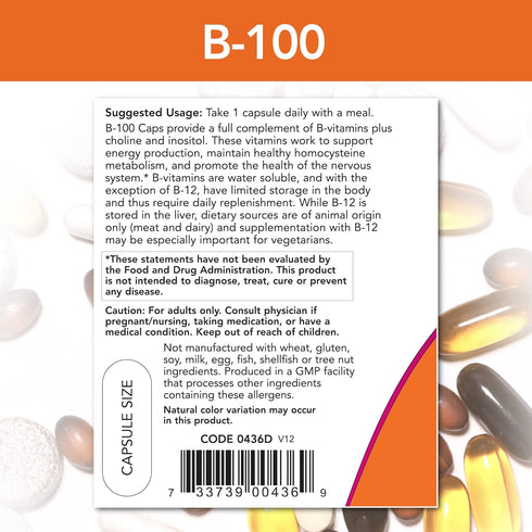 Now Foods B-100, 100 Capsules, Pack of 2