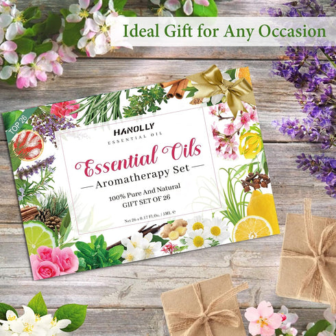 Set, (26 5ml) Essential Oils Aromatherapy Essential Oil Kit for Diffuser, Massage, Skin Care x - Eucalyptus, Lavender