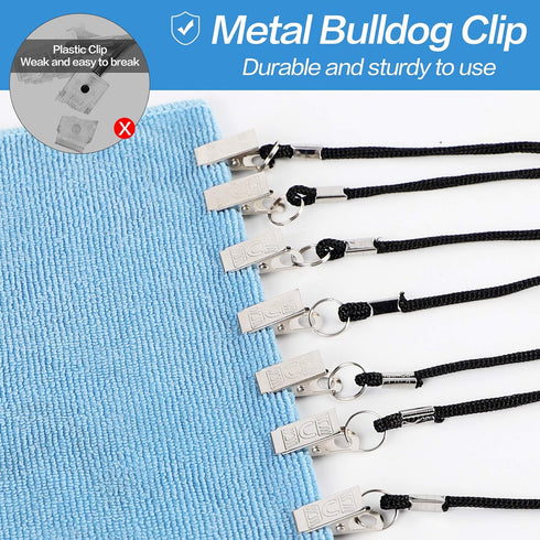 Pack 6 of Pcs Adjustable Napkin Clip Lanyard Neck Strap Bib Clips for Elderly/Adult/Baby
