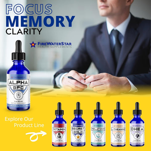 FWS Alpha GPC 300 mg Liquid Choline - Organic Non-GMO Nootropic Brain Supplement for Memory and Focus