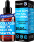 Liquid Collagen Peptides for Women - Complex with Biotin Vitamin, Hydrolyzed Keratin Protein & Saw Palmetto - 2fl oz