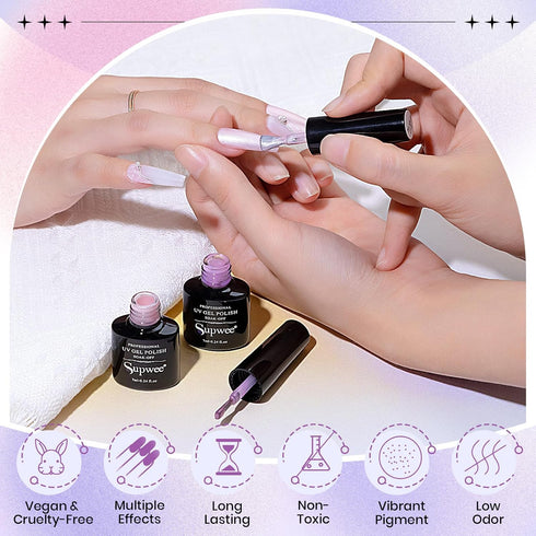 Pearl Gel Nail Polish - 12 Colors Shimmer Mermaid Nail Gel Polish, Soak Off UV Gel for Nail Art DIY at Home