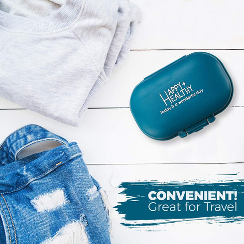 Daily Pill Organizer - (Pack of 2) Small AM PM Pill Organizer, Cute 4 Compartment Case Box