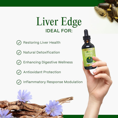 Go Nutrients Liver Edge, Milk Thistle Supplement for Liver Cleanse, Detox & Repair, Organic Liquid Drops, 2 oz, 48