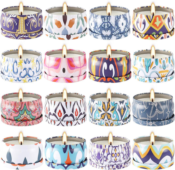 Wfmolcand 16 Pack Small Scented Candles Set-2.5 oz Aromatherapy Candle 100% Natural Soy