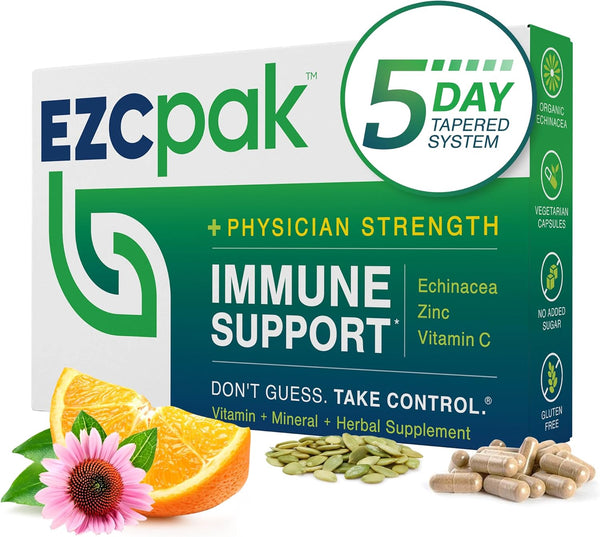 EZC Pak 5-Day Immune Support Booster - Vitamin C, Zinc, Echinacea, Immune Support Supplement for Adults