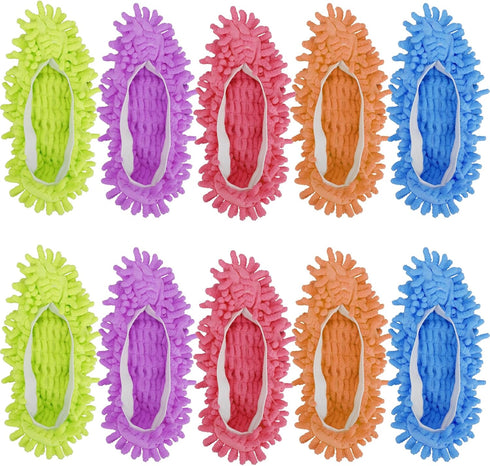 Cosywell Shoes Cover for Mop Slippers - Dusting Mop Shoes for Floor Cleaning, Washable 10 PCS, 5 Pairs (L)