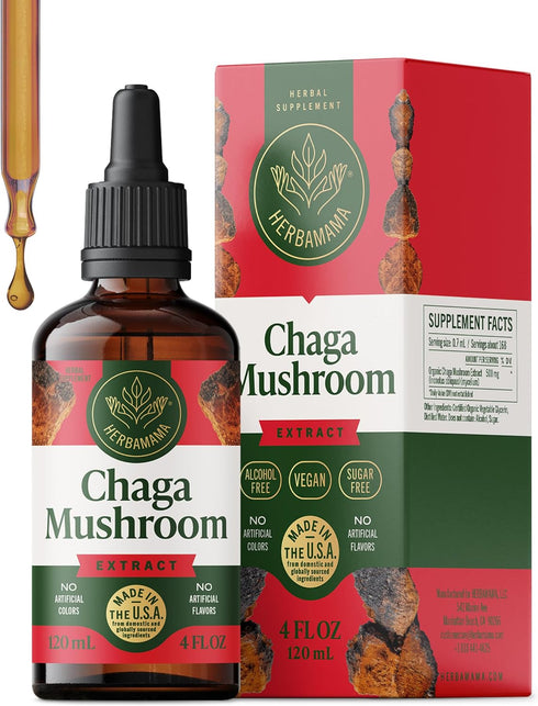 HERBAMAMA Chaga Mushroom Tincture - Vegan Immune Support & Defense with Chaga
