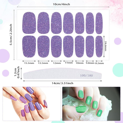 Maitys 336 Pieces Self Adhesive Gel Nail Decal Manicure Kits with File, 24 Sheets Nail Stickers for Women Girls (Bright