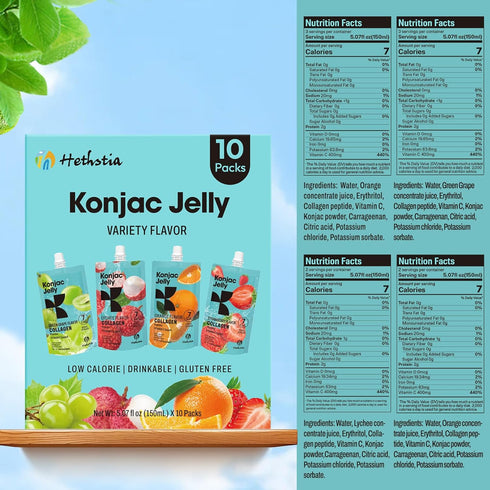 Pack, (20-Pack Hethstia Konjac Bundle Shirataki Rice & Collagen Konjac Jelly Variety Low Carb, Sugar-Free