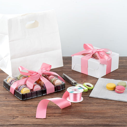 Gift Tek 10 Yards x 1.5 Inch Satin Ribbon, Single Faced Fabric Ribbon, Pink Polyester for Gift Wrapping