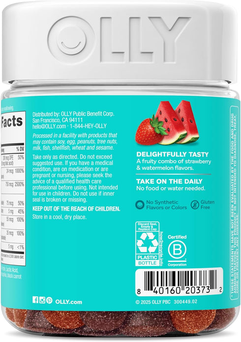 Gummy, Immune 50 100 Count OLLY Teen Girl Multi Healthy Skin and Support,* Essential Vitamins, Biotin, Zinc, Chewable