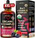 USDA Organic Vitamin B-Complex - B5 Pantothenic Acid, B12 Methylcobalamin, B1 Thiamine, B6 Pyridoxine, B7 Biotin, B9
