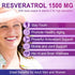 Resveratrol Gummies 1500mg, Supplement with Quercetin, Grape Seed, Red Wine, Vegan, Natural Grape Flavor, 60Ct