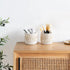 Mkono Macrame Makeup Brush Holder Organizer, Set of 2 Boho Decor Baskets for Pen Pencil Box Container, Ivory