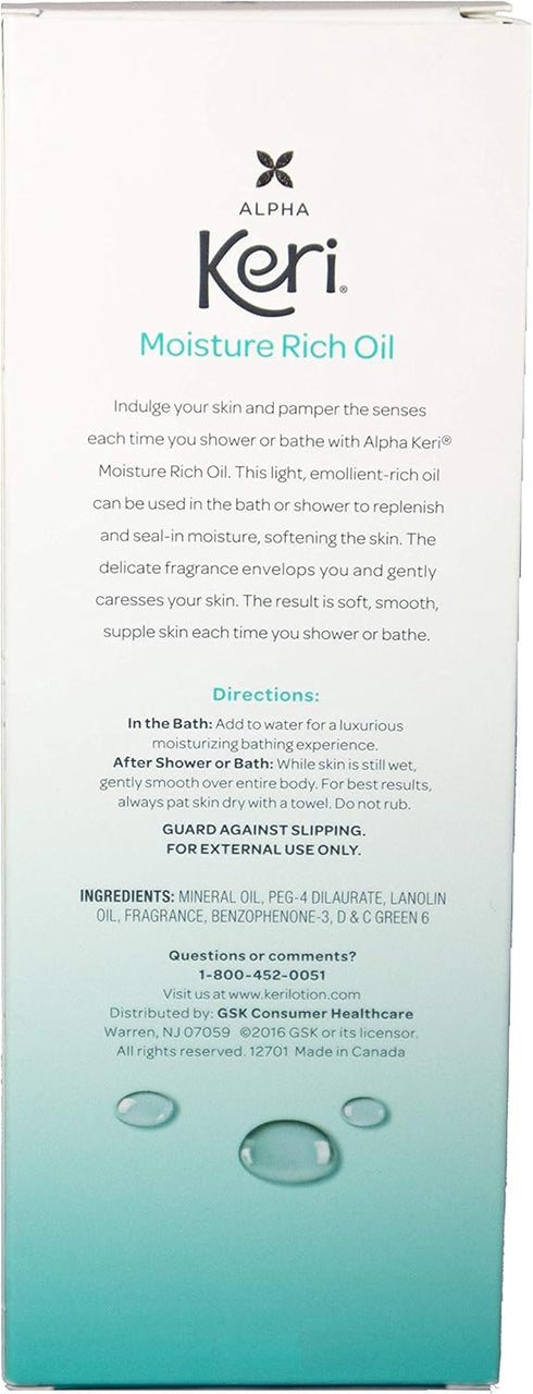Keri Moisture Rich Shower Bath Oil, Clear, 8 Ounce