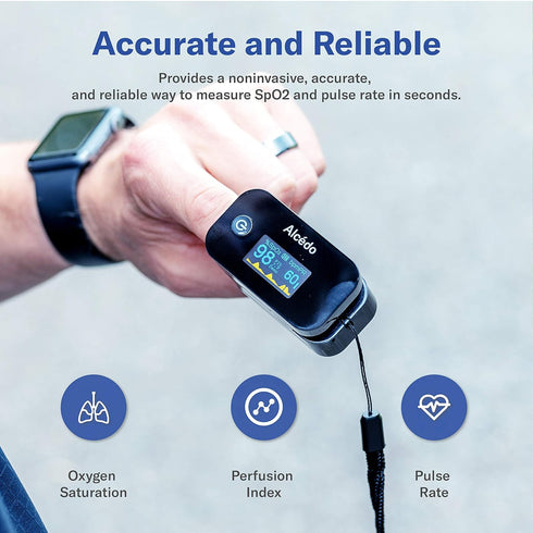 Alcedo Pulse Oximeter Fingertip | Blood Oxygen Saturation Level (SpO2) and Heart Rate Monitor with Carry Case