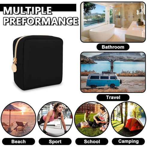 Small Cosmetic Bag Pouch Nylon Travel Toiletry Organizers Bag for Women Girls, Waterproof Mini Makeup Bag Pouch for