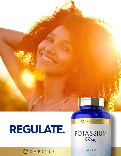 Carlyle Potassium 99mg | Plus Iodine | 500 Vegetarian Tablets | Non-GMO, Gluten Free Supplement
