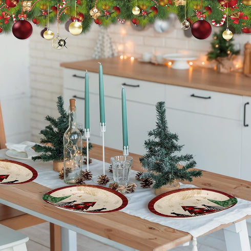 Havawish 100 10.8" 12.6" Pcs Large Christmas Oval Paper Plates x Christmas Disposable Party Trays Xmas Paper Platters