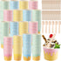 Ninehaoou 300 Pack 6 oz Paper Ice Cream Cups with Wooden Spoons, Disposable