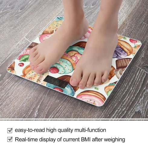 JTREHY Cupcakes Donuts Muffins Sugar Scale for Body Weight Highly Accurate Digital Bathroom Body Scale Easy-to-Read
