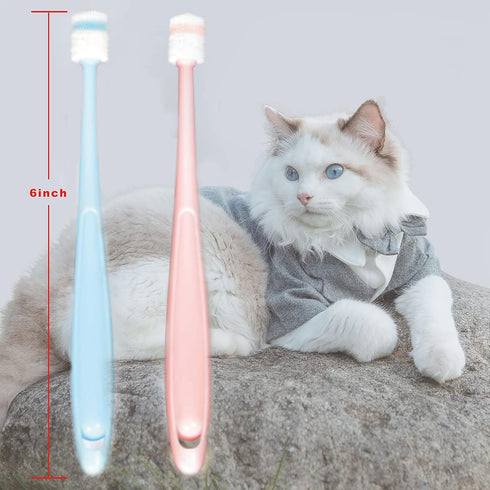 YMPEKA 3Pack 360 Small Dog Toothbrush Cat Tooth Brush Brushing Kit pet Toothbrush Cat Dental Care,Deep Clean Acne Chin
