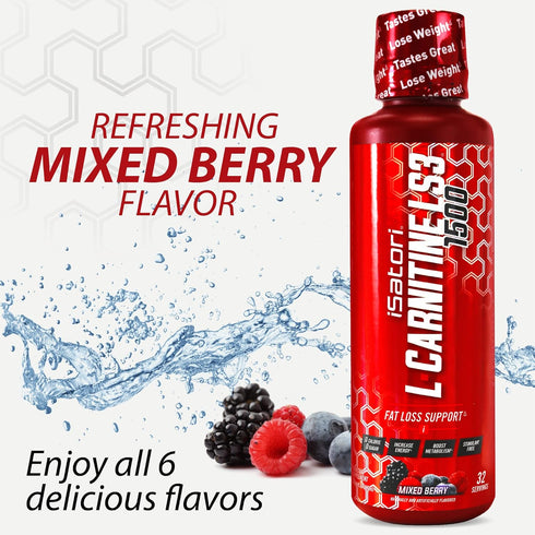 iSatori L-Carnitine LS3 1500, Liquid L-Carnitine, Stimulant Free Energy, Mixed Berry