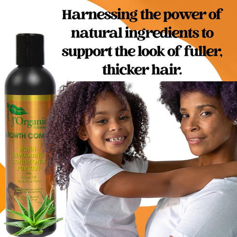 J'Organic Solutions Biotin Stimulating Hair Conditioner for Kids - Promotes Thicker, Fuller Hair, Argan Oil Scent, 8 oz