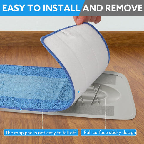 6 Pack Microfiber Cleaning Pads - Compatible with Bona Mop, 18 Inch Replaceable Mop Pad Refill, Washable & Reusable Blue