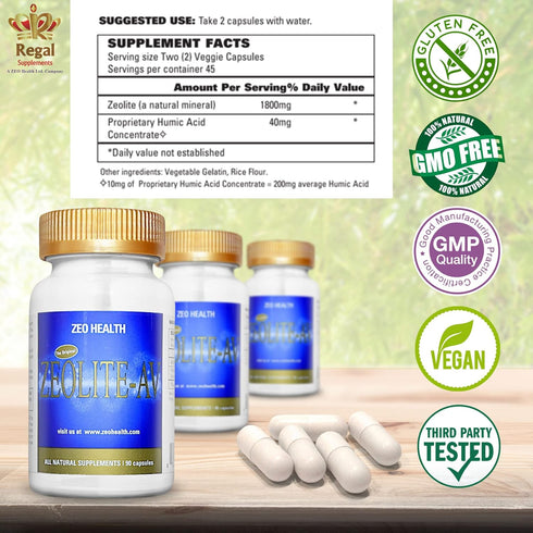 ZEOLITE–AV Capsules, Immune System Booster with Humic Acid, Restore Trace Minerals, 90 Count