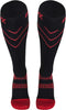 CSX 20-30 mmHg Compression Socks for Men and Women, Knee High, Recovery Support, X-Large, Red on Black