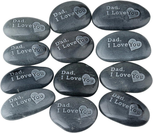 SUNYIK Black Engraved Inspirational Stones for Father's Day, Dad, I Love You, Pack of 1 (1.5-2")