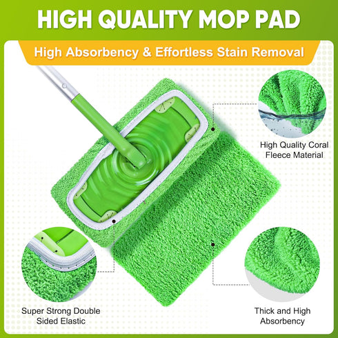 NXPPYY 12-Pack 100% Reusable Mop Pads Compatible with Sweeper Mop - Coral Fleece Washable Refills - Microfiber Dry