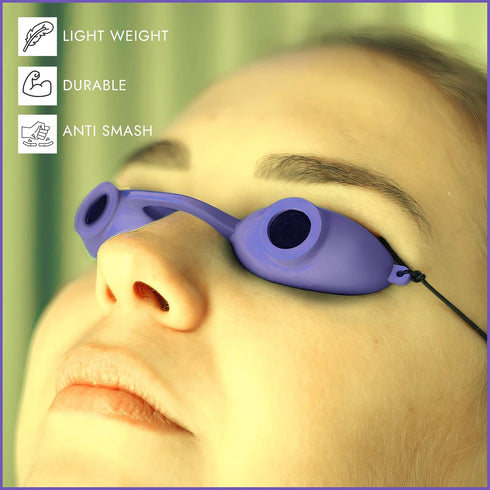 Super Sunnies Evo Flexible UV Eye Protection Goggles, FDA Compliant Tanning Bed Glasses, Purple