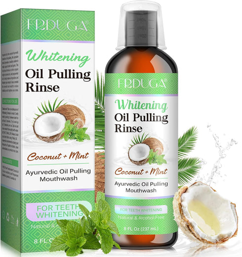 Coconut Oil Pulling for Teeth and Gums, 237ML, Coconut + Mint Mouthwash Pulling Oil for Improved Oral Hygiene