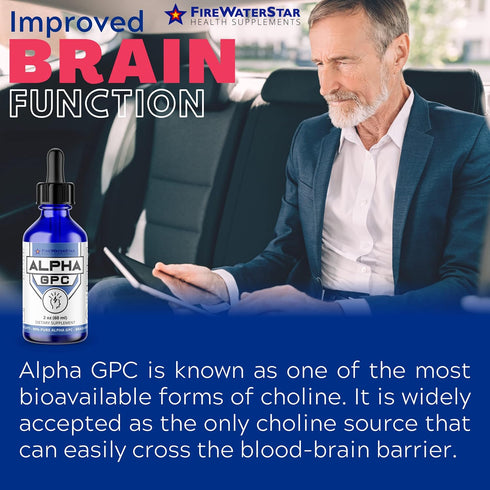 FWS Alpha GPC 300 mg Liquid Choline - Organic Non-GMO Nootropic Brain Supplement for Memory and Focus