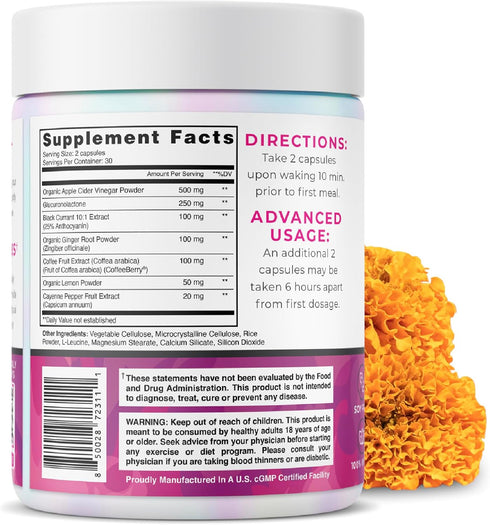 One Sol Fat Burner for Women, Natural Metabolism Booster, Boost Energy & Mood, Curb Appetite, All-Natural Ingredients