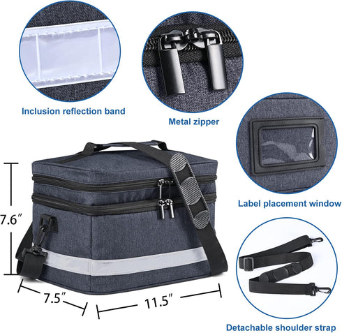 Strap,Famliy Medication Organizer Storage Bag,Portable Pill Bottle Organizer with Hand or One Shoulder,Travel Medicine