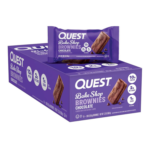 Quest Bake Shop Chocolate Brownies - 10g Protein, 2g Net Carbs, 1g Sugar - 10 Count