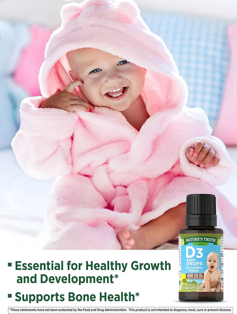 Vitamin D Drops for Infants, 400 IU, 9.2 mL by Nature's Truth | D3 Drops for Kids, Vegetarian, Non-GMO