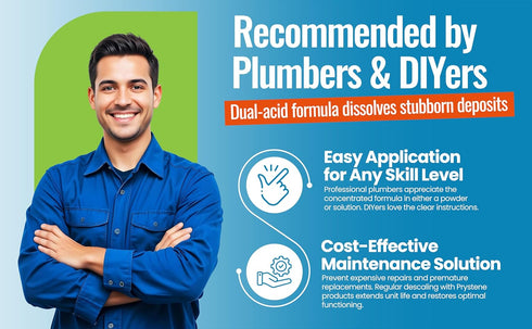 Prystene (32 Tankless Water Heater Descaler Solution Fluid Ounces) - Professional-Grade Descaler/Cleaner Restores