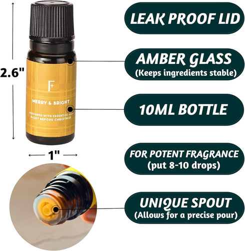 Set Set 6 Cozy Folkulture Essential Oils for Diffuser | of Aromatherapy Oils for Home | Peppermint, Candy, Apple Tart