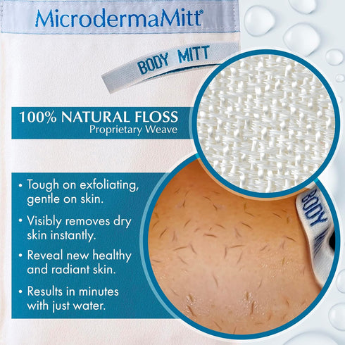 MicrodermaMitt Deep Exfoliating Mitt for Shower, Premium Dead Skin Remover & Exfoliator Body Scrubber, Turkish Kese