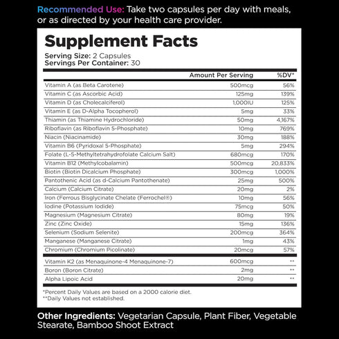 Livingood Daily Methylated Multivitamin for Women & Men, Non-GMO, Gluten-Free, Vegetarian Multi Vitamin Capsules