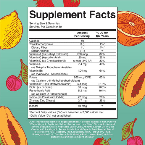 Gummies D3, B6, B12, Immunity 60 Count MaryRuth's Multivitamin for Teens | Vitamin A, C, E, Zinc, Iodine, Biotin | |