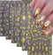 8 Sheets Gold Nail Stickers, Flower Nail Decals, 3D Self-Adhesive Leaf Nail Art Supplies for Women