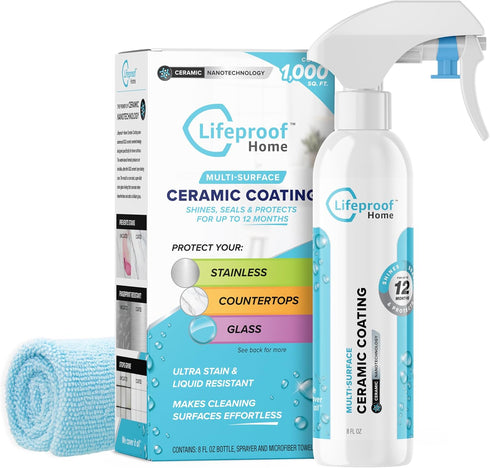 Lifeproof Ceramic Coating Spray Kit for Kitchen & Bath Surfaces, Shine, Seal & Protect, Repels Stains & Grime